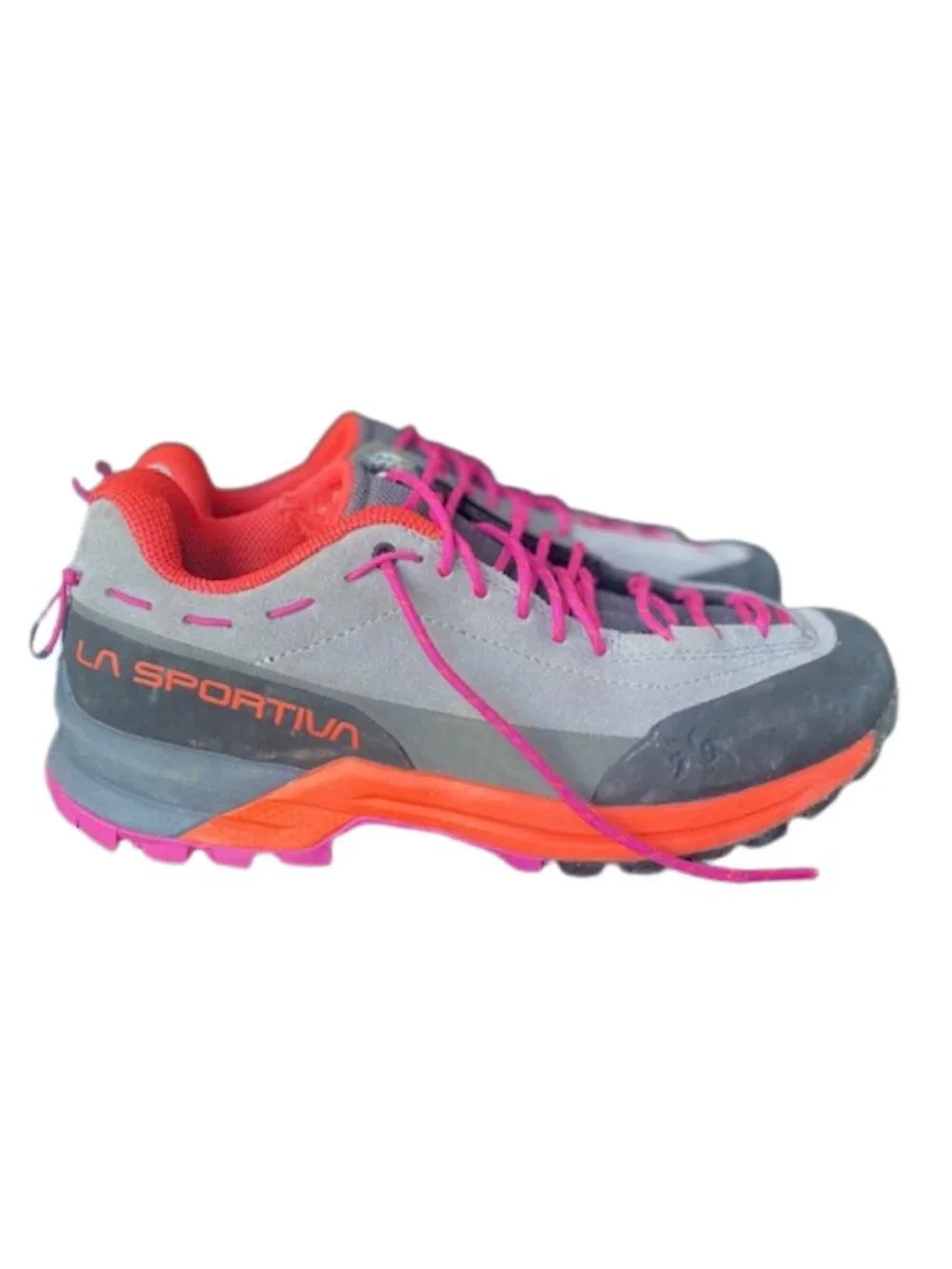 La Sportiva TX Guide Leather Approach Shoe - Women's EU 39.5 Grey/Cherry Tomato